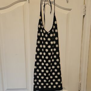 Black Floral Halter Dress